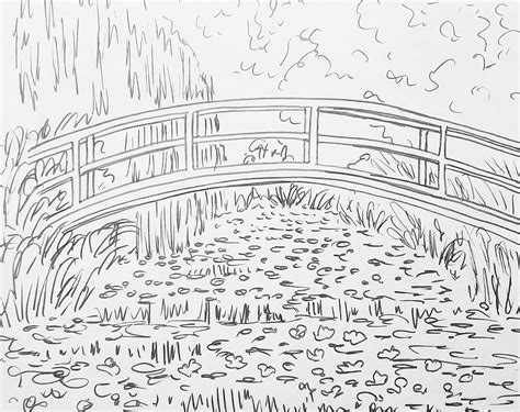 Monet Bridge Over Waterlilies Pond Traceable
