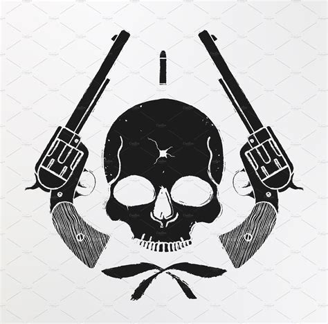 Skull And Pistols Emblem Vector Creative Daddy