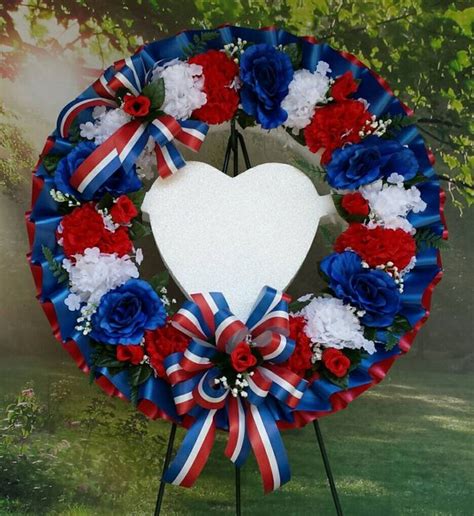 Cemetery Wreath Red White And Blue Gravesite Memorial Day Funeral