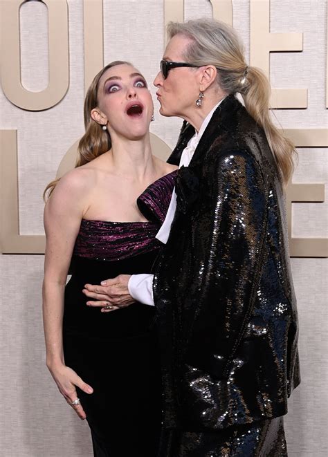 Meryl Streep And Amanda Seyfried Reunite On The 2024 Golden Globes Red