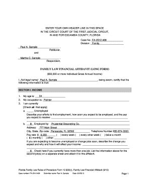 Affidavit Form Template Florida