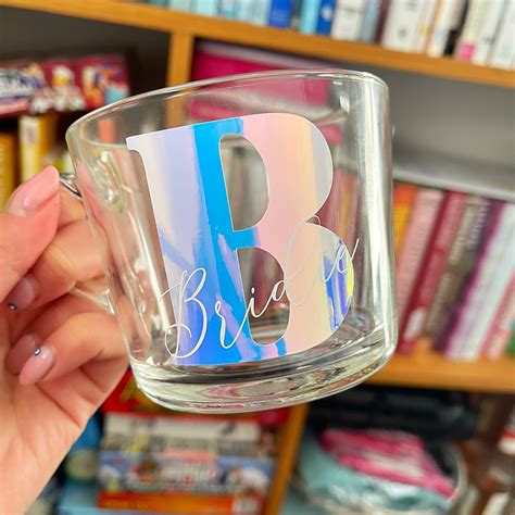 Personalised Glass Mug Initial And Name Design Brand New Etsy