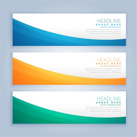 Three Clean Business Banners And Header Set Download Free Vector Art
