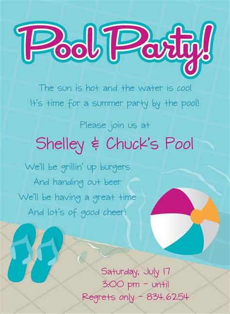 Pool Party Free Online Invitations Pool Party Invitations Birthday Party Invitation Wording