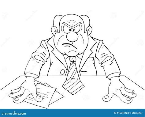 Black And White Illustration Of Angry Boss Stock Vector Illustration