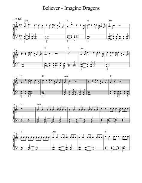 Believer sheet music imagine dragons sheetmusic free com. Imagine Dragons - Believer - Easy Piano Sheet music for ...