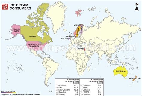 Even in the cold winter, many people can hardly resist the temptation. Top Ten Ice Cream Consumer Countries | Country maps, Map ...