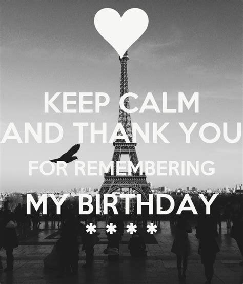 Keep Calm And Thank You For Remembering My Birthday Poster