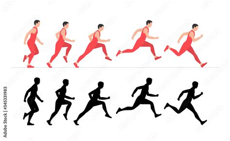 Man Run Cycle Animation Sprite Sheet Flat Style Isolated On White