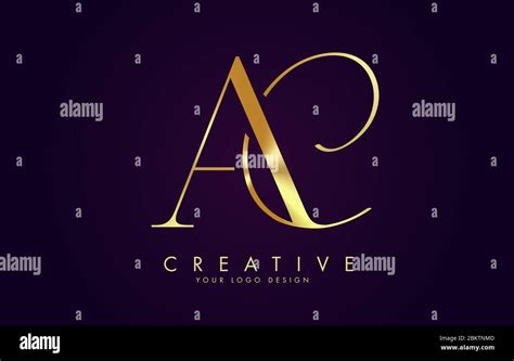 Golden Luxury Ac A C Letters Logo Design With Two Different Fonts And