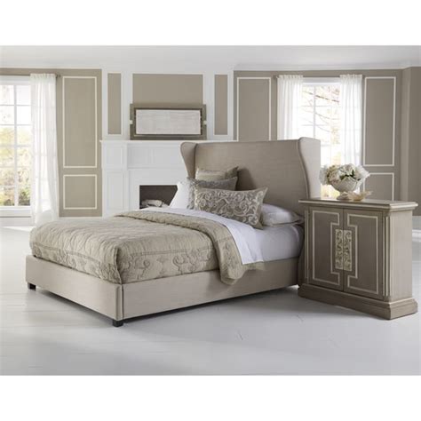 Shop Wingback Cream Queen Size Upholstered Bed Free Shipping Today
