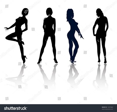 Silhouettes Girls Sexual Poses Without Clothes Vector De Stock Libre De Regalías 14597860