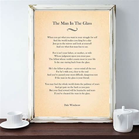 The Man In The Glass Poem By Dale Wimbrow Poster Print Poetry Etsy Inspirational Ts
