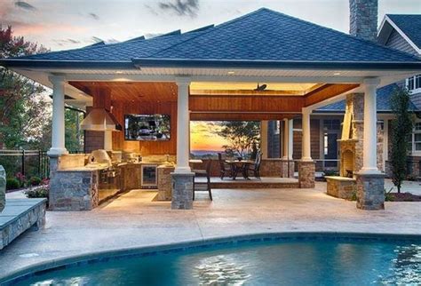 Lovely Outdoor Kitchen And Pool Design Ideas Hoomcode Outdoor