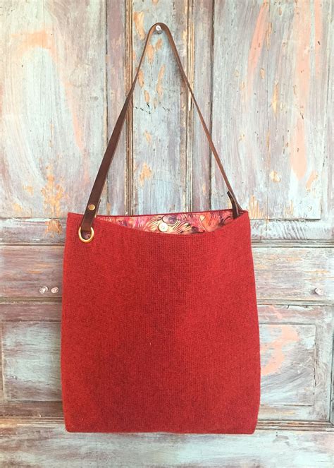 felted wool bucket tote strawberry seeds wool bags wool felt purses and bags