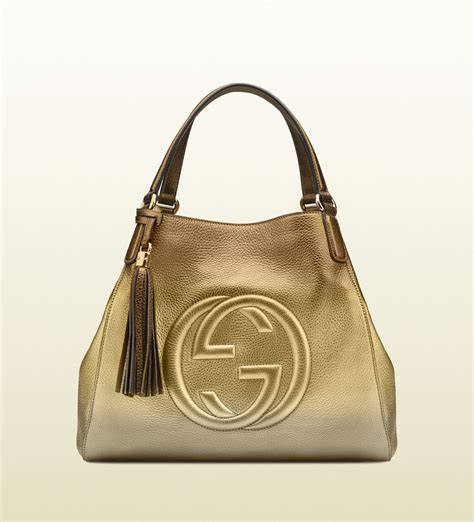 Lyst Gucci Soho Shaded Leather Shoulder Bag In Metallic