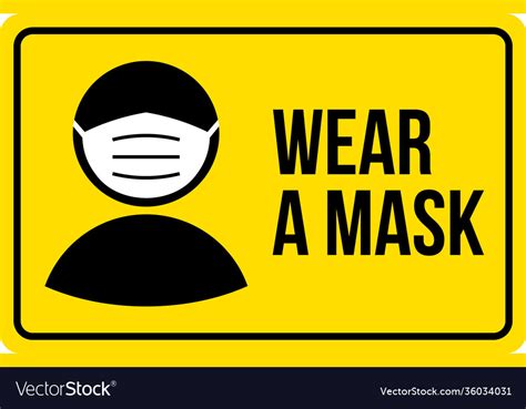 Wear Mask Sign Logo Facemask Signage Royalty Free Vector