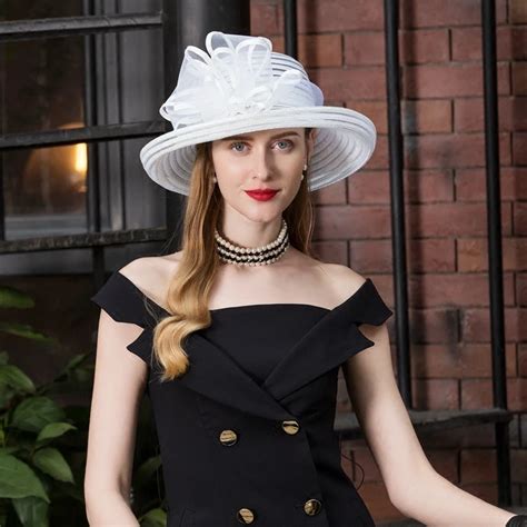 Lady New Designer Fedoras Hat Linen Original Elegant Curled White Hat