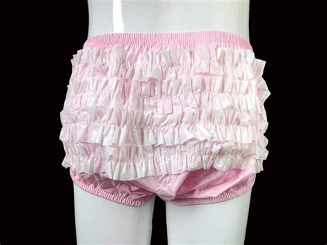 Haian Adult Frilly Plastic Rumba Incontinence Pull On Plastic Pants With White Pvc Frilly Xx