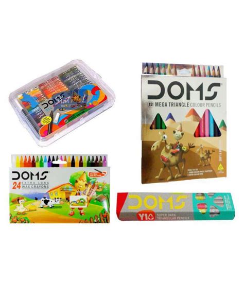Doms 12 Mega Triangle Colour Pencils Doms Oil Pastel 50 Shades Doms