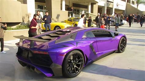 So we just had to shoot down there and whip the cameras out. Purple Lamborghini Aventador SV (w/ engine start, rev ...
