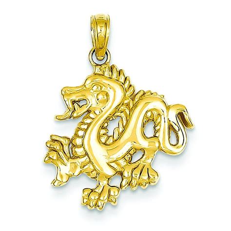14k Yellow Gold Dragon Charm Polished Pendant Jewelry See This Great