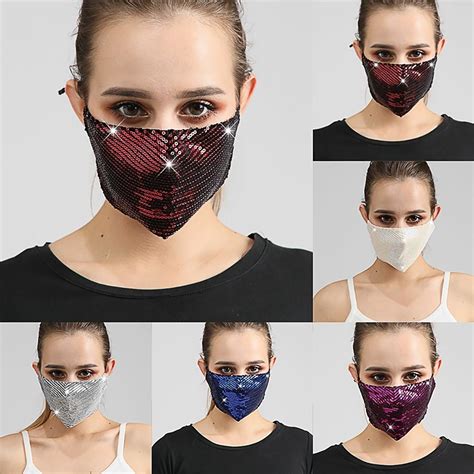 buy [mms] 1pcs adult fashionthree dimensional sequins fashion ice silk cotton face mask at