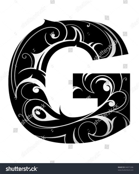 Decorative Letter Shape Font Type G Stock Vector Illustration