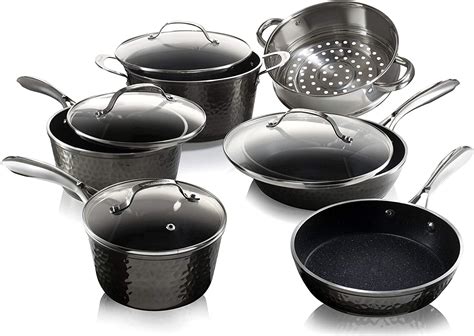 cookware nonstick piece pans pots diamond seen granite stone induction hammered dishwasher safe infused capable granitestone mineral platinum ultra exterior