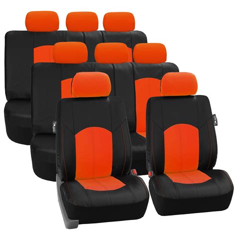 Fh Group Perforated Leather 3 Row Full Set Seat Covers For 7 Seaters