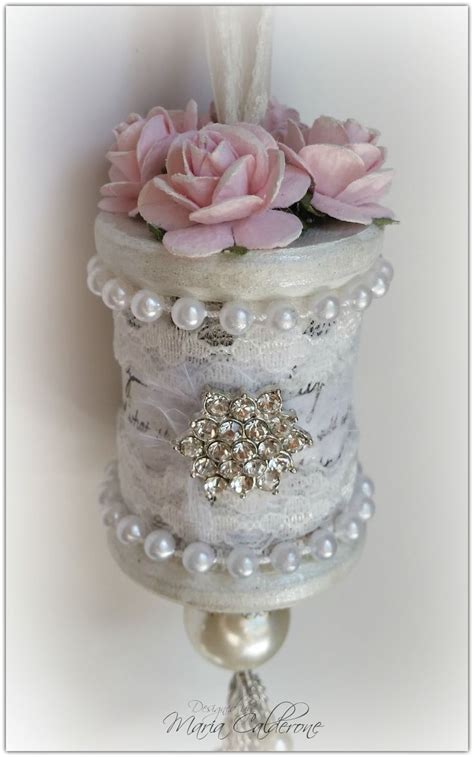 Altered Shabby Chic Spool From Start To Finish Shabby Chic Ornaments