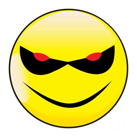 Evil Smile Face Button Emoticon Digital Art By Bigalbaloo Stock