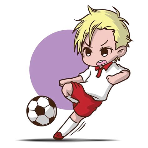 Cute Boy Play Football Cartoon Character Vector Premium Download