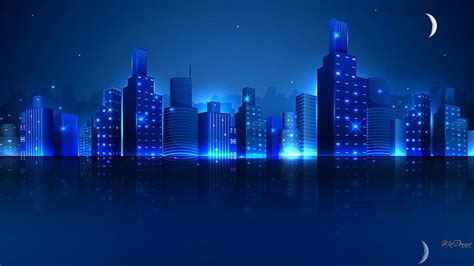 Blue Night City Wallpaper