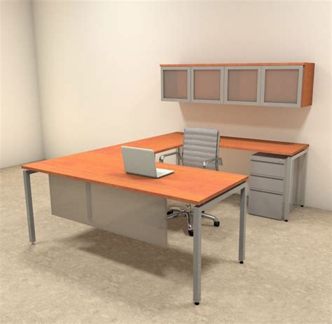 5pc U Shaped Modern Contemporary Executive Office Desk Set Of Con U71