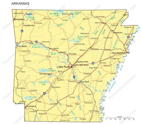 Arkansas Powerpoint Map Counties Major Cities And Major Highways
