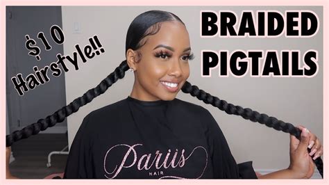 Braided Ponytail Pigtails Using Braiding Hair Youtube