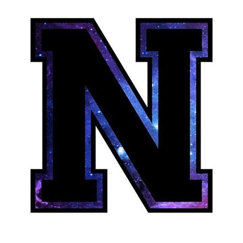 The Letter N Is Made Up Of Space And Stars In Purple Blue And Black