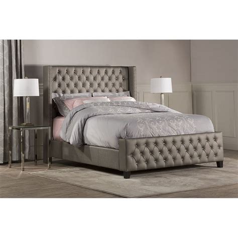 Atlin Designs Faux Leather Upholstered King Panel Bed In Gray