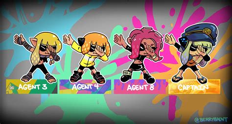 Inkling Player Character Inkling Girl Octoling Player Character Octoling Girl Agent 8 And 3