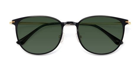black lightweight ultem square tinted sunglasses with green sunwear lenses s3027