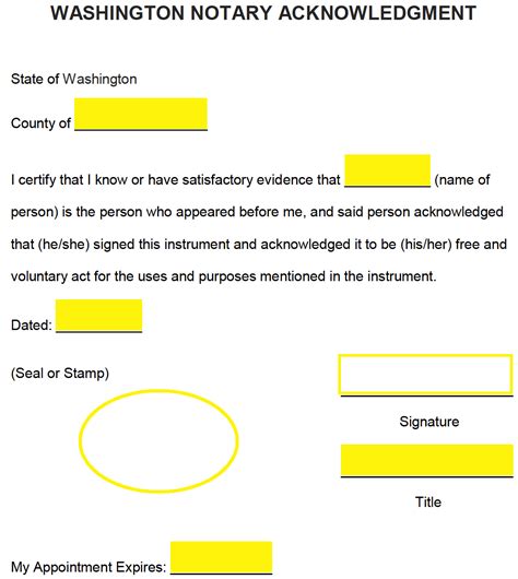 Free Printable Notary Acknowledgement Form
