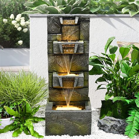Buy Serbilhome Outdoor Fountains Waterfalls With Led Lights And Pump