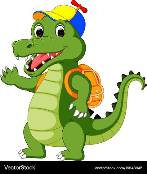Happy Crocodile Cartoon Going To School Royalty Free Vector