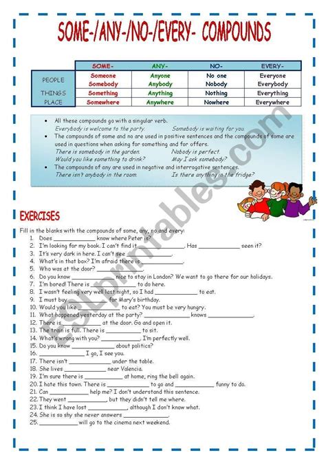 SOME-, ANY-, NO-, EVERY- COMPOUNDS - ESL worksheet by neusferris ...