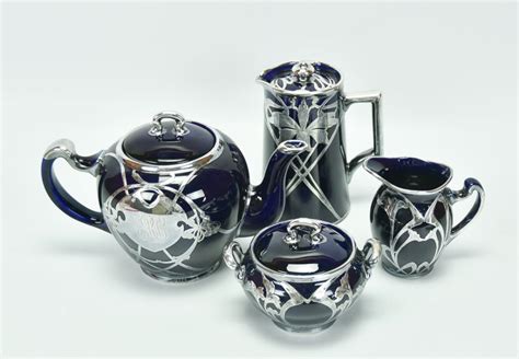 Sold Price 4 Pcs Sterling Overlay Lenox Cobalt Porcelain October 6 0118 9 00 Am Edt