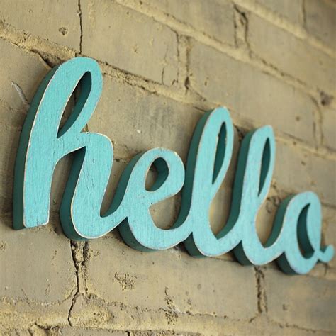 The Original Hello Script Wood Sign Wall Decoration For