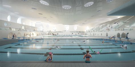 Projet Non Retenu Pour Le Centre Aquatique Olympique Jo Paris 2024 Architectes Mvrdv Et Bvl