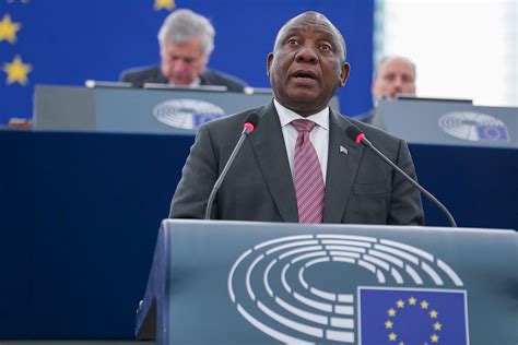 The vote was requested by a small opposition party, the african transformation. South African President Cyril Ramaphosa addresses the Parl ...