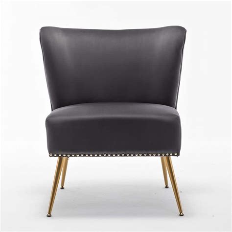 Us Pride Furniture Corisha 25 In W Velvet Armless Accent Chair Gray